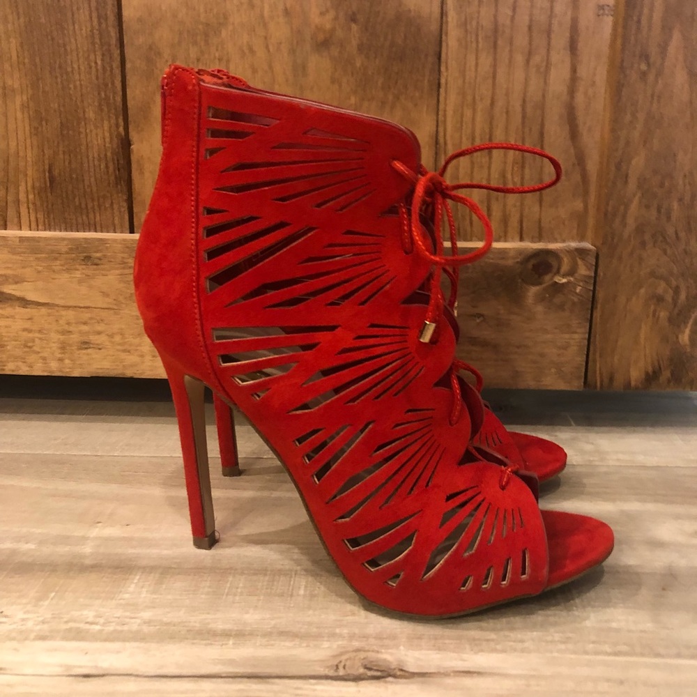 ALDO Red stilettos with lace up front